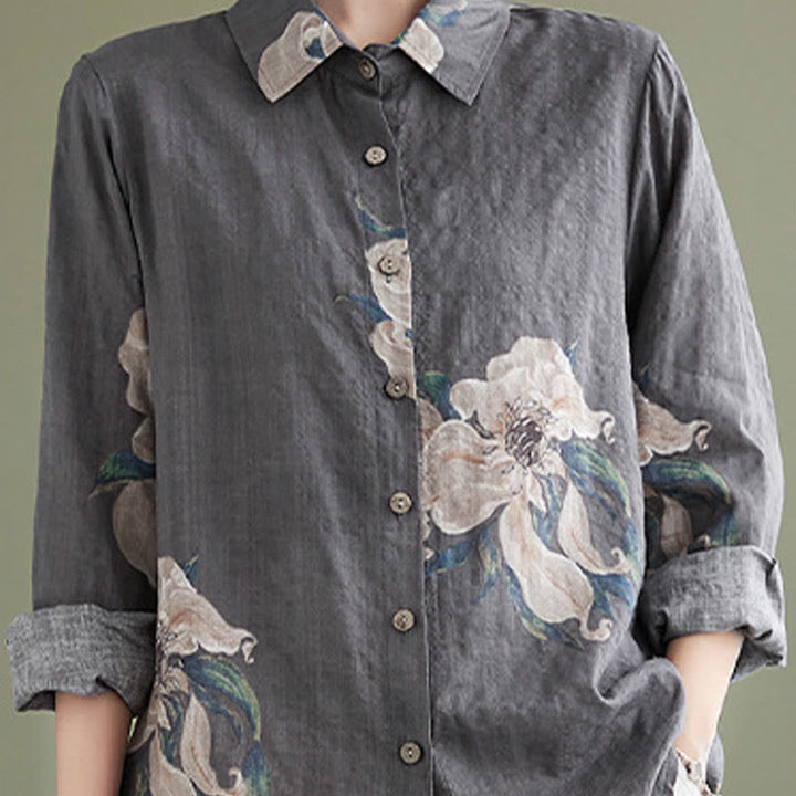 Buddha Stones Literarische künstlerische Blumendruck-Baumwollkleidung - image 26