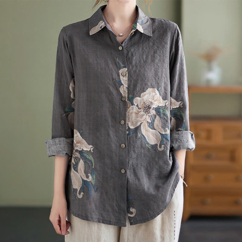 Buddha Stones Literarische künstlerische Blumendruck-Baumwollkleidung - image 25