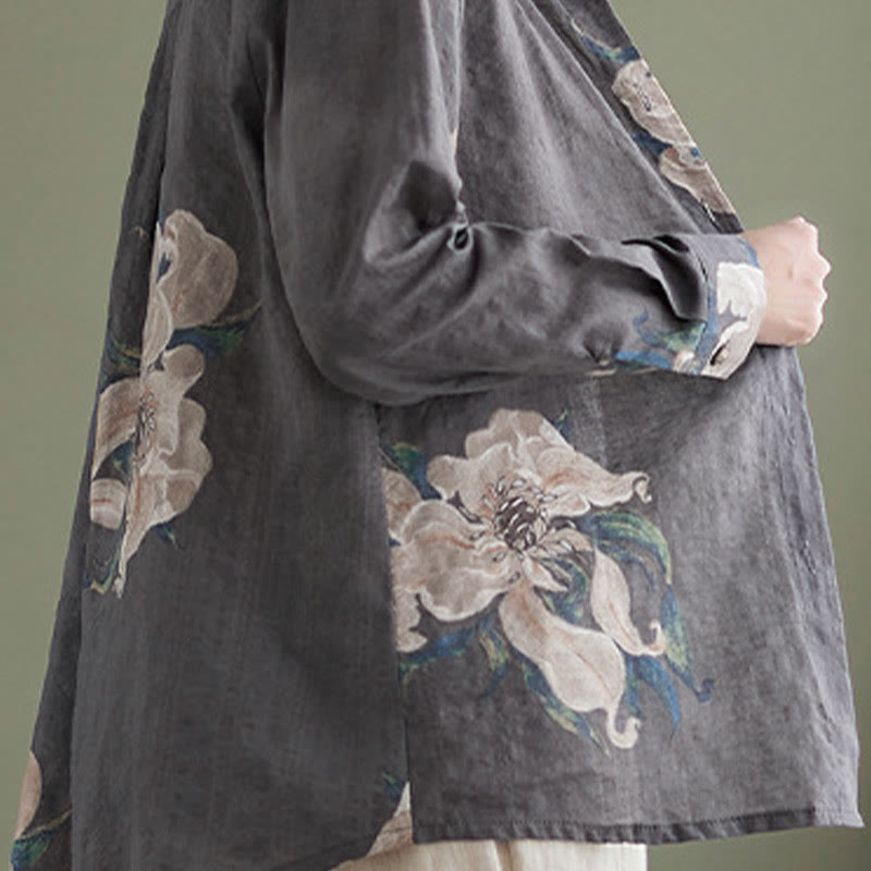 Buddha Stones Literarische künstlerische Blumendruck-Baumwollkleidung - image 29
