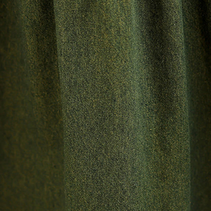 Buddha Stones Dunkelolivgrünes Patchwork-Maxikleid aus Baumwolle mit langen Ärmeln und Taschen - image 11