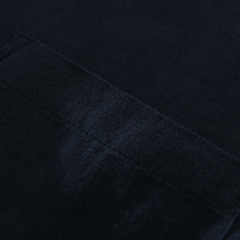 Buddha Stones Einfarbig Lose Langarm Halbknopfhemd Leinen Herrenbekleidung - image 10