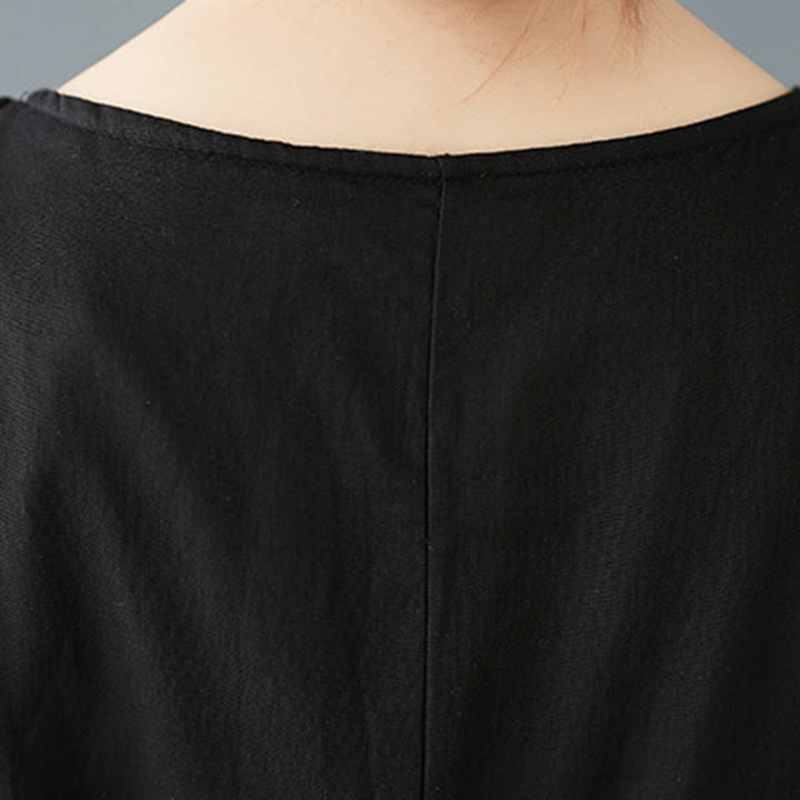 Buddha Stones Spring Doppellagiges Design Langarm-Midikleid aus Baumwolle für Damen - image 9