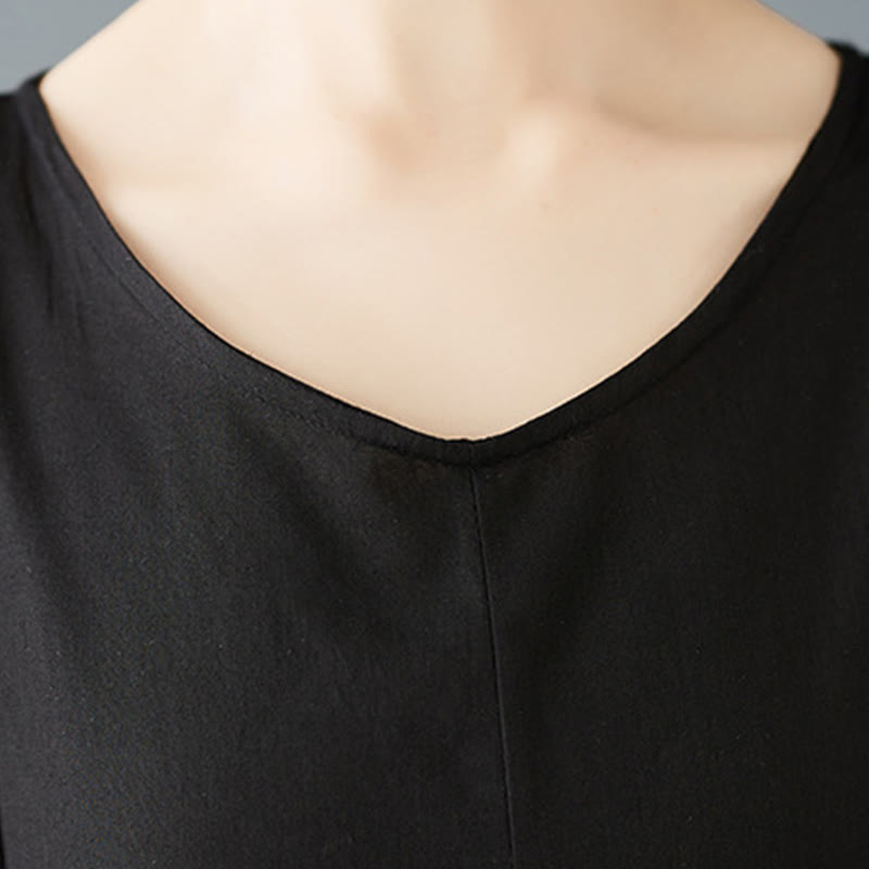 Buddha Stones Spring Doppellagiges Design Langarm-Midikleid aus Baumwolle für Damen - image 8