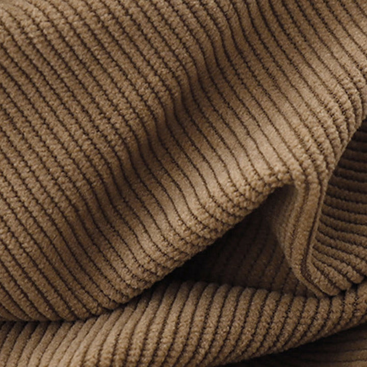 Buddha Stones Tan Cordkleid mit Puffärmeln, Midi-Länge, einfarbig, Cord - image 10