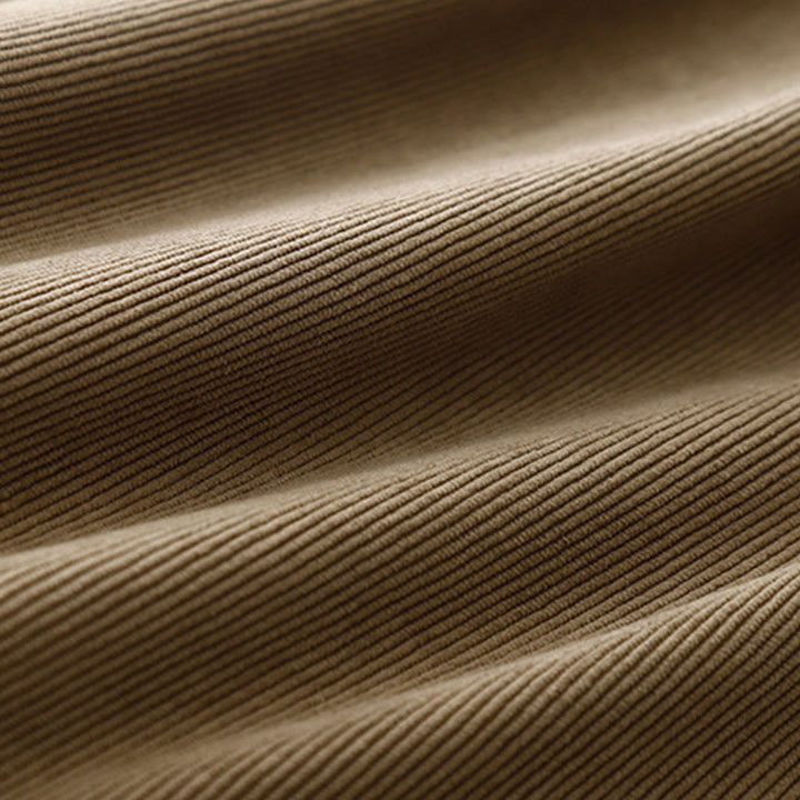 Buddha Stones Tan Cordkleid mit Puffärmeln, Midi-Länge, einfarbig, Cord - image 11