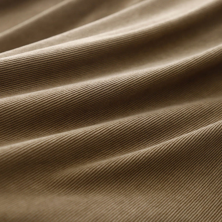 Buddha Stones Tan Cordkleid mit Puffärmeln, Midi-Länge, einfarbig, Cord - image 12