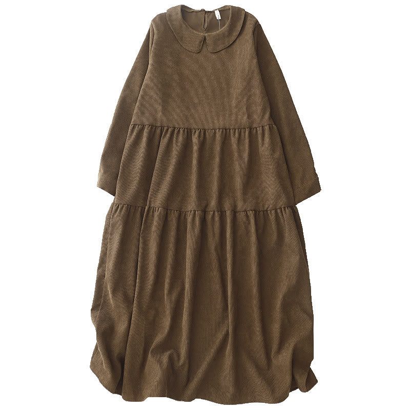Buddha Stones – Langärmliges Midikleid aus Baumwollcord mit Peter-Pan-Kragen und Taschen - image 13