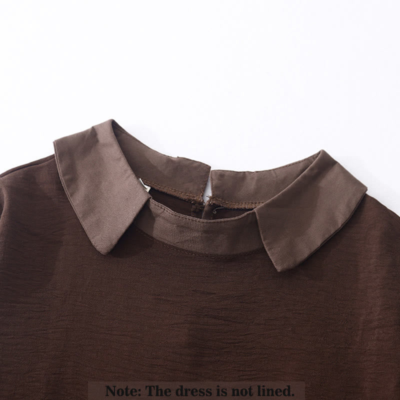 Buddha Stones Frühlingskleid, schlicht, mit langem Revers und Taschen - image 1