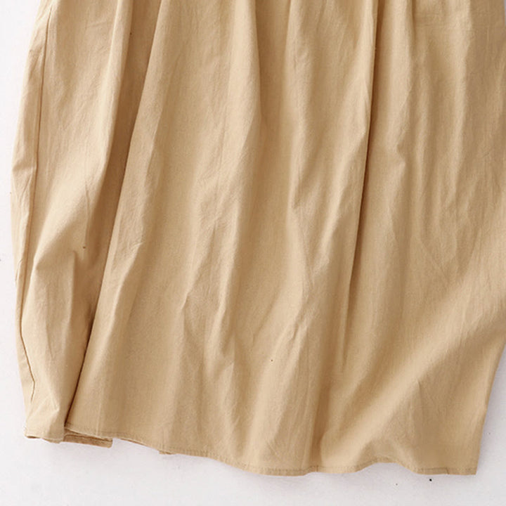Buddha Stones Spring – Schlichtes, langärmliges Midikleid aus Baumwollleinen mit Revers und Taschen - image 19