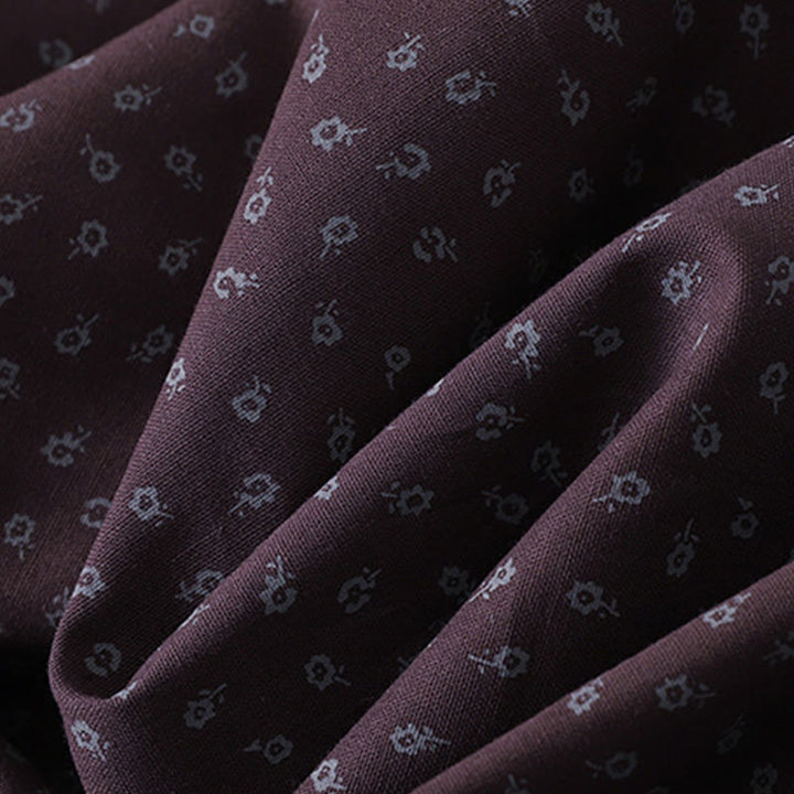 Buddha Stones Printing Floral Akkordeonfalten Baumwollleinen Langarm-Midikleid mit Taschen - image 15