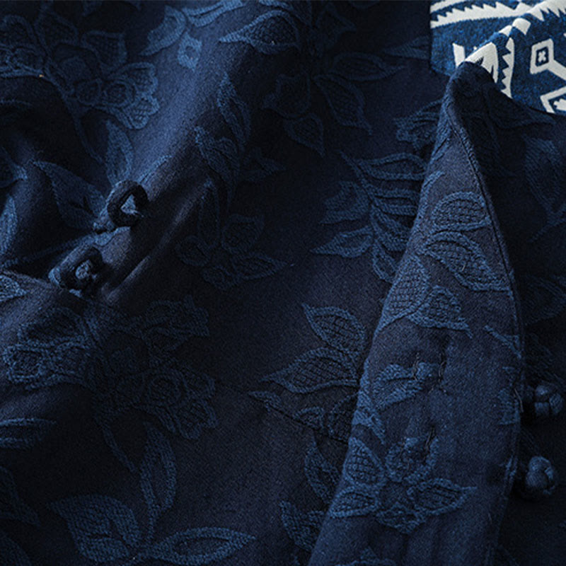 Buddha Stones Lässiges Jacquard-Langarmhemd mit Froschknöpfen aus Baumwolle und Leinen für Damen - image 10