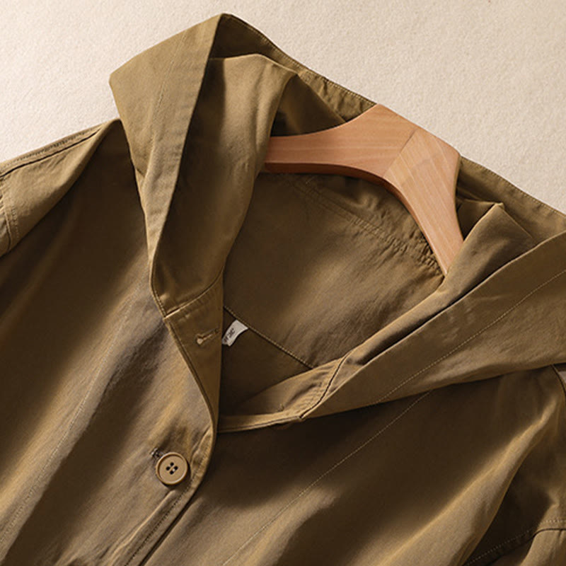 Buddha Stones Damen-Baumwolljacke mit Kapuze, langen Ärmeln und Taschen in reinen Farben - image 5