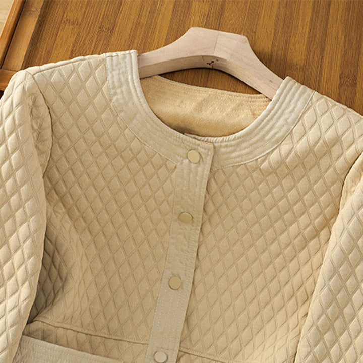 Buddha Stones Retro Plain Damen Langarmjacke aus Baumwolle mit Taschen - image 4