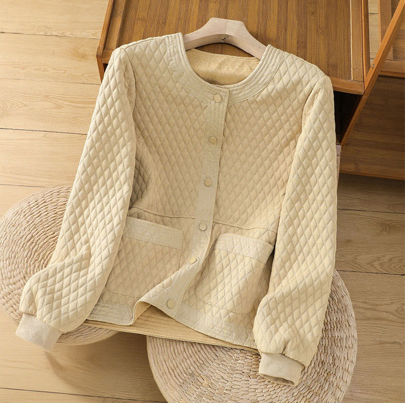 Buddha Stones Retro Plain Damen Langarmjacke aus Baumwolle mit Taschen - ZitroneChiffon - US12， UK/AU16，EU44 (3XL) - image 1