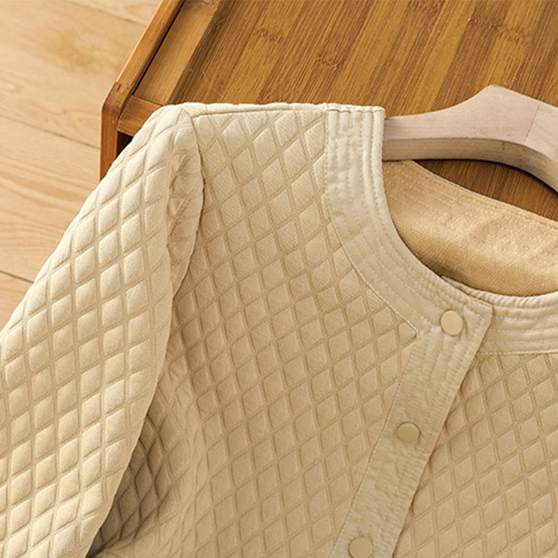 Buddha Stones Retro Plain Damen Langarmjacke aus Baumwolle mit Taschen - image 3