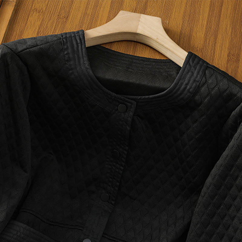 Buddha Stones Retro Plain Damen Langarmjacke aus Baumwolle mit Taschen - image 18