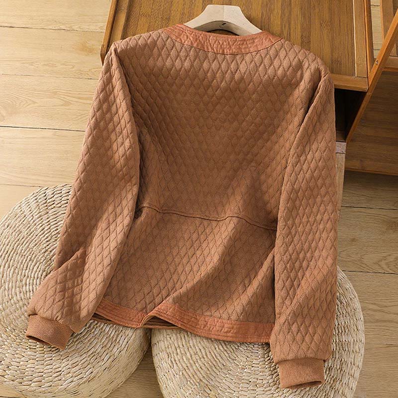 Buddha Stones Retro Plain Damen Langarmjacke aus Baumwolle mit Taschen - image 23