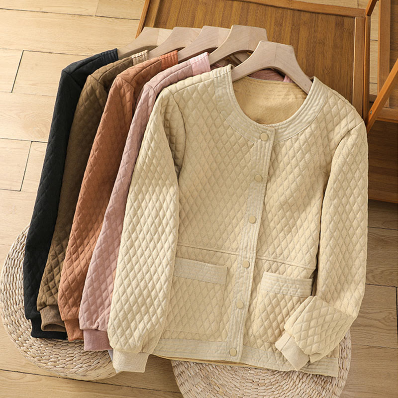 Buddha Stones Retro Plain Damen Langarmjacke aus Baumwolle mit Taschen - image 37