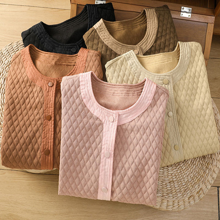 Buddha Stones Retro Plain Damen Langarmjacke aus Baumwolle mit Taschen - image 37