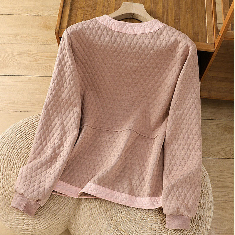 Buddha Stones Retro Plain Damen Langarmjacke aus Baumwolle mit Taschen - image 9