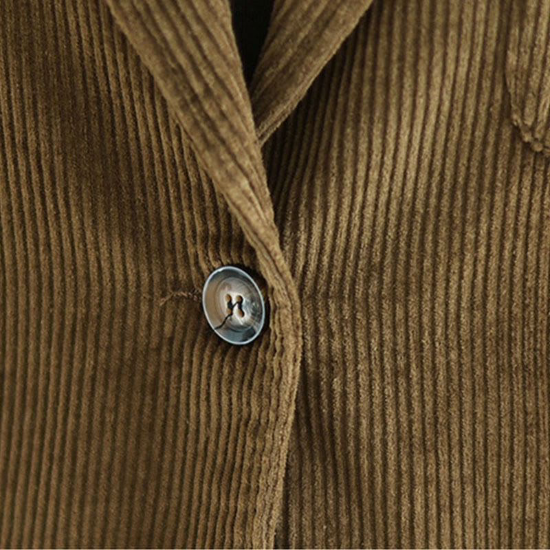Buddha Stones Retro-Cordjacke für Damen aus Baumwolle mit langen Ärmeln und Taschen - image 8