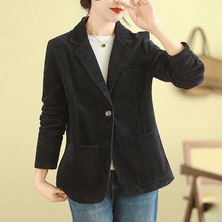 Buddha Stones Retro-Cordjacke für Damen aus Baumwolle mit langen Ärmeln und Taschen - image 24