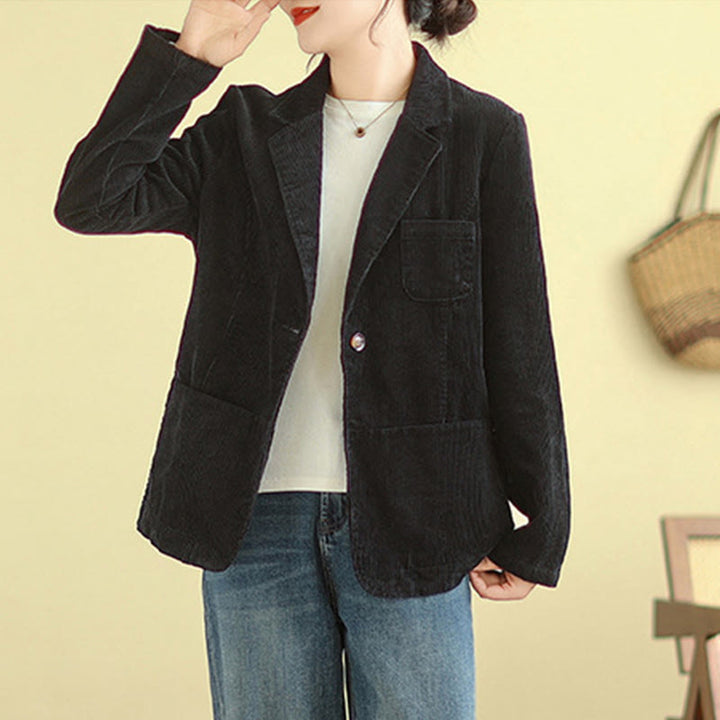 Buddha Stones Retro-Cordjacke für Damen aus Baumwolle mit langen Ärmeln und Taschen - image 26