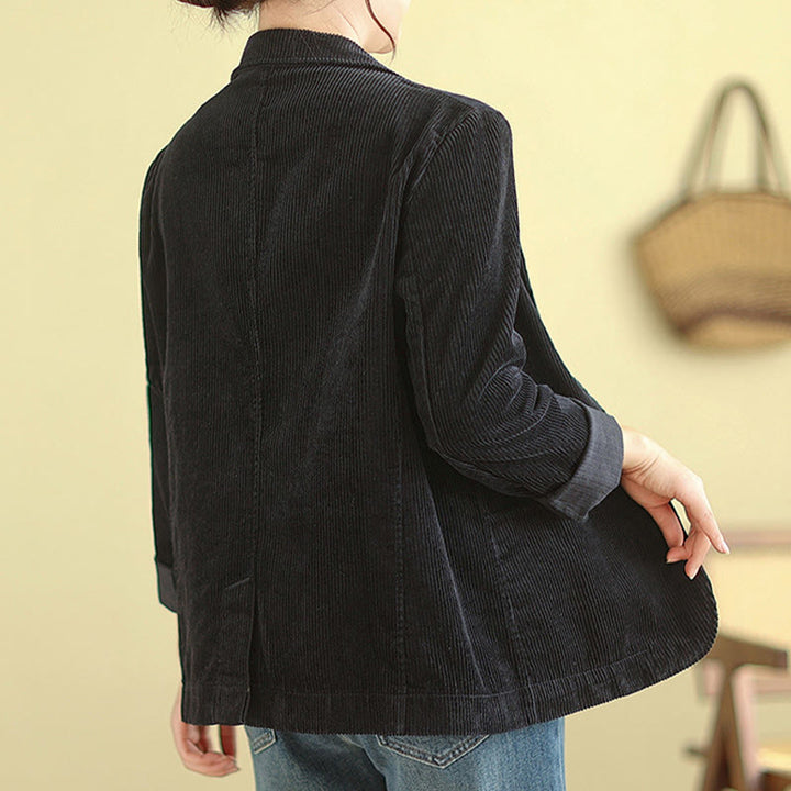 Buddha Stones Retro-Cordjacke für Damen aus Baumwolle mit langen Ärmeln und Taschen - image 25