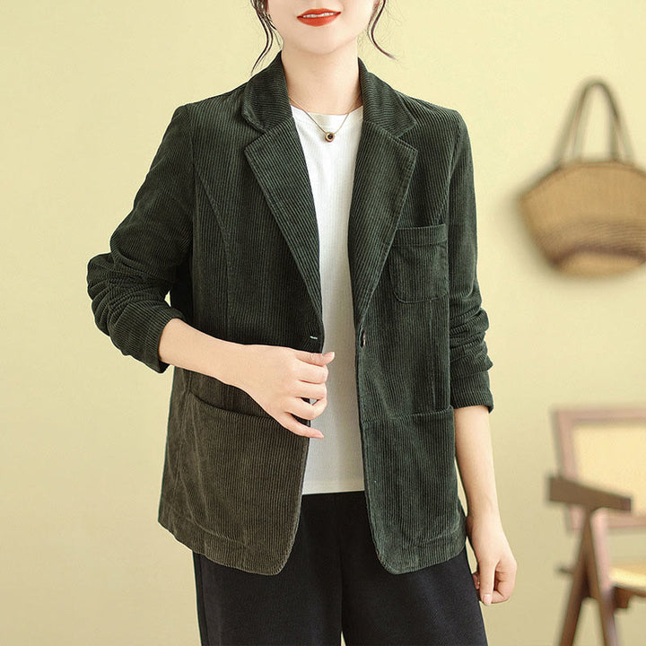 Buddha Stones Retro-Cordjacke für Damen aus Baumwolle mit langen Ärmeln und Taschen - image 19