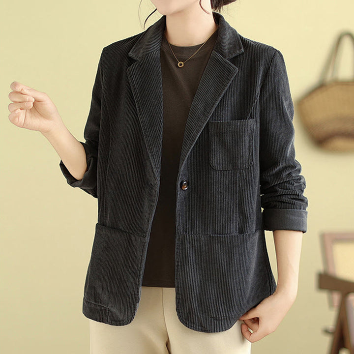 Buddha Stones Retro-Cordjacke für Damen aus Baumwolle mit langen Ärmeln und Taschen - image 14