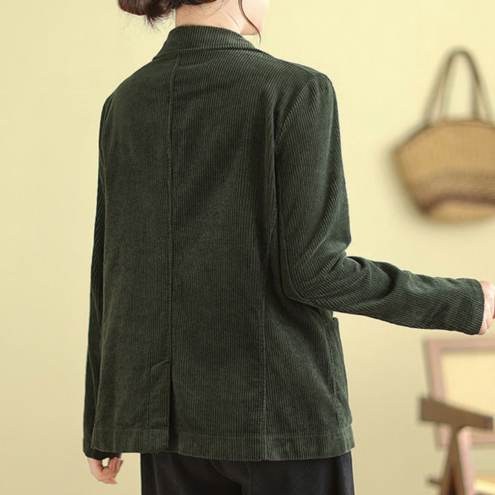 Buddha Stones Retro-Cordjacke für Damen aus Baumwolle mit langen Ärmeln und Taschen - image 22