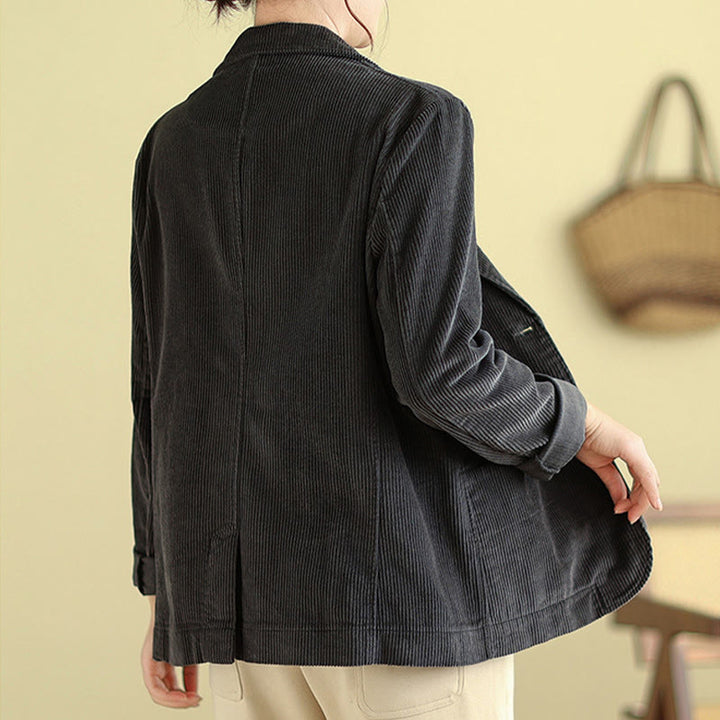 Buddha Stones Retro-Cordjacke für Damen aus Baumwolle mit langen Ärmeln und Taschen - image 16