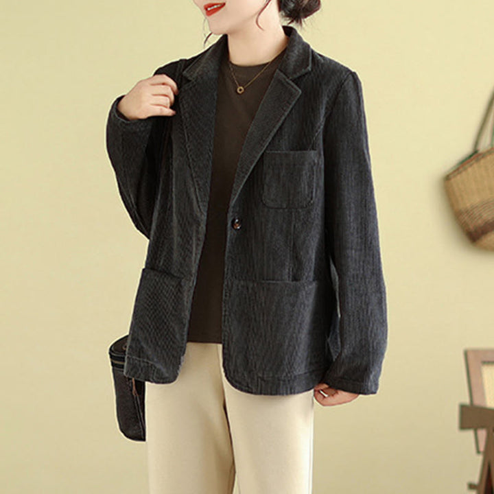 Buddha Stones Retro-Cordjacke für Damen aus Baumwolle mit langen Ärmeln und Taschen - image 17