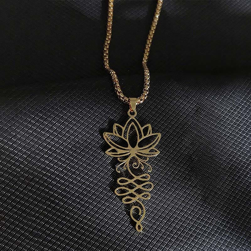 Buddha Stones, Lotus-Reben-Design, Chakra-Symbol, Edelstahl, Erleuchtung, Halskettenanhänger - Gold - image 7