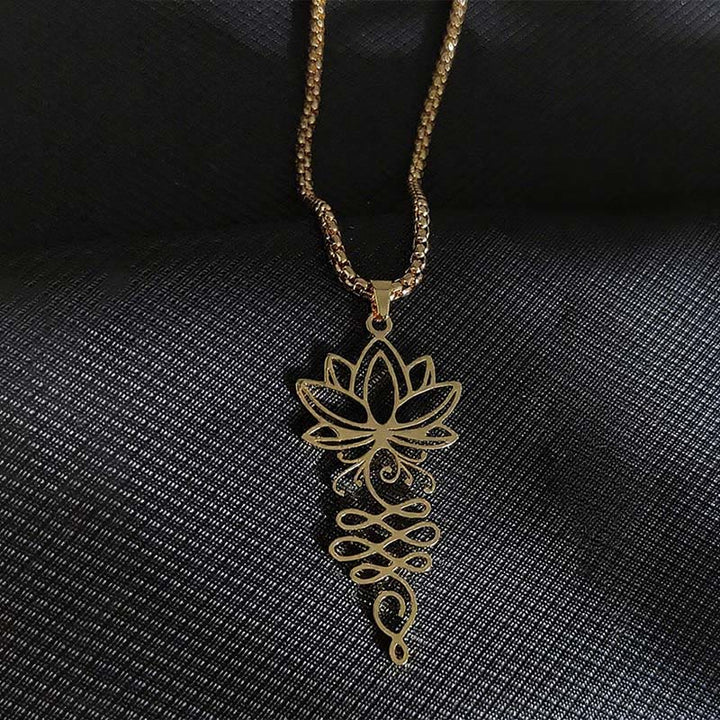 Buddha Stones, Lotus-Reben-Design, Chakra-Symbol, Edelstahl, Erleuchtung, Halskettenanhänger - Gold - image 7