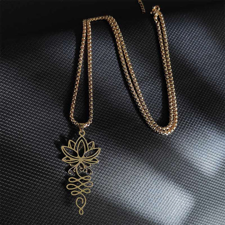 Buddha Stones, Lotus-Reben-Design, Chakra-Symbol, Edelstahl, Erleuchtung, Halskettenanhänger - image 8