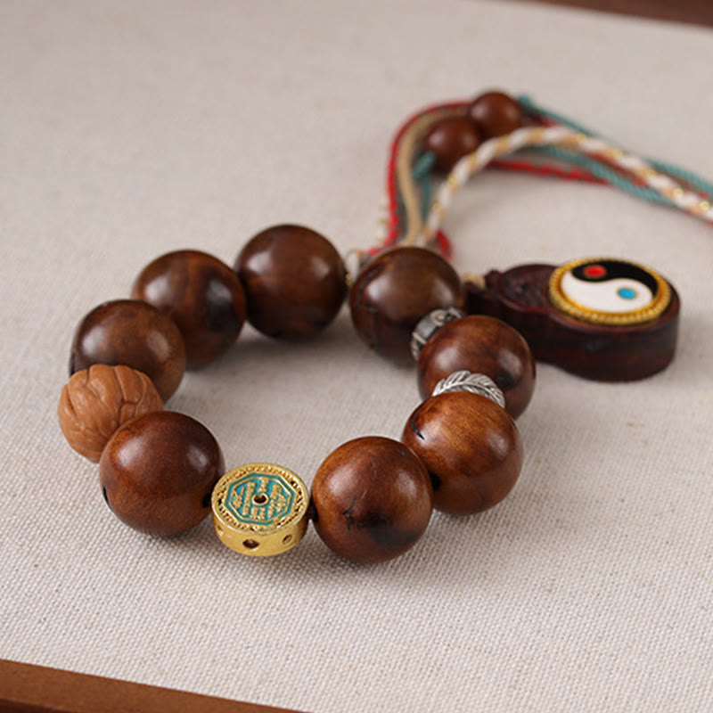 Buddha Stones Tibet Lightning Struck Jujube Wood Yin Yang Glücksarmband - image 3
