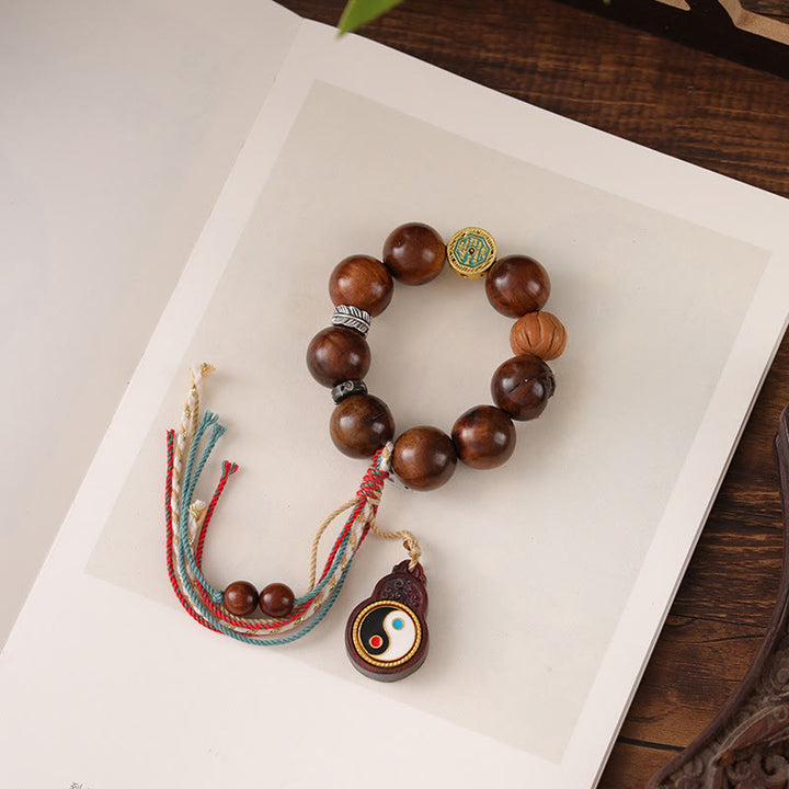 Buddha Stones Tibet Lightning Struck Jujube Wood Yin Yang Glücksarmband - image 9