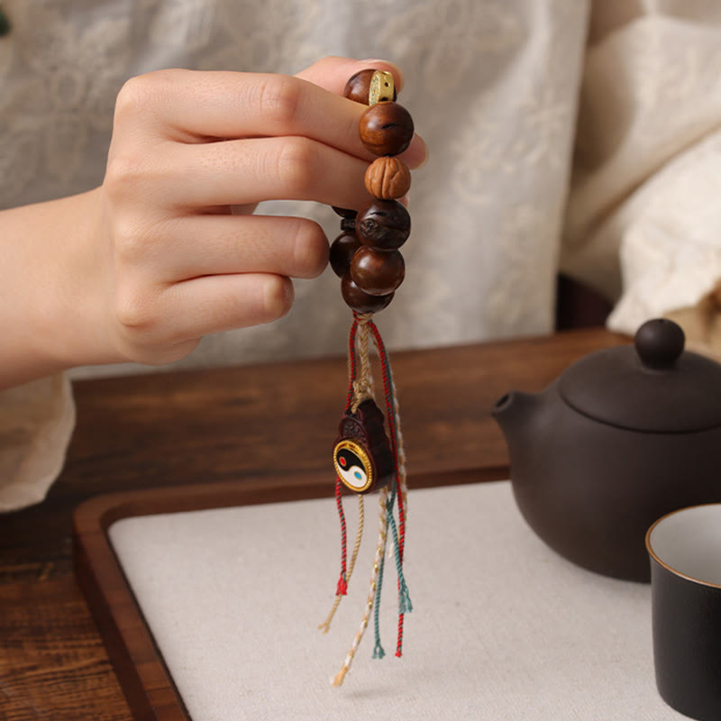 Buddha Stones Tibet Lightning Struck Jujube Wood Yin Yang Glücksarmband - image 10