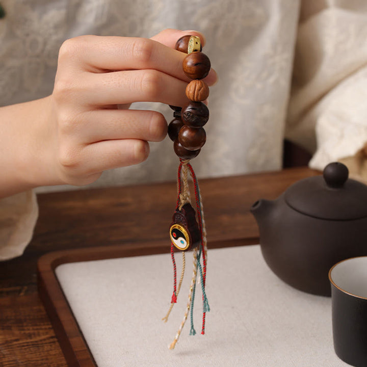 Buddha Stones Tibet Lightning Struck Jujube Wood Yin Yang Glücksarmband - image 10