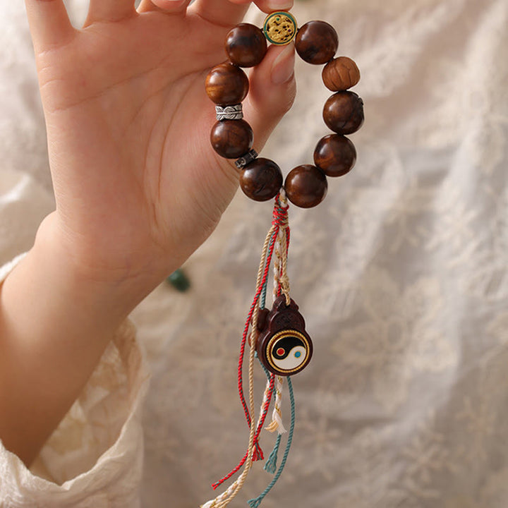 Buddha Stones Tibet Lightning Struck Jujube Wood Yin Yang Glücksarmband - image 4