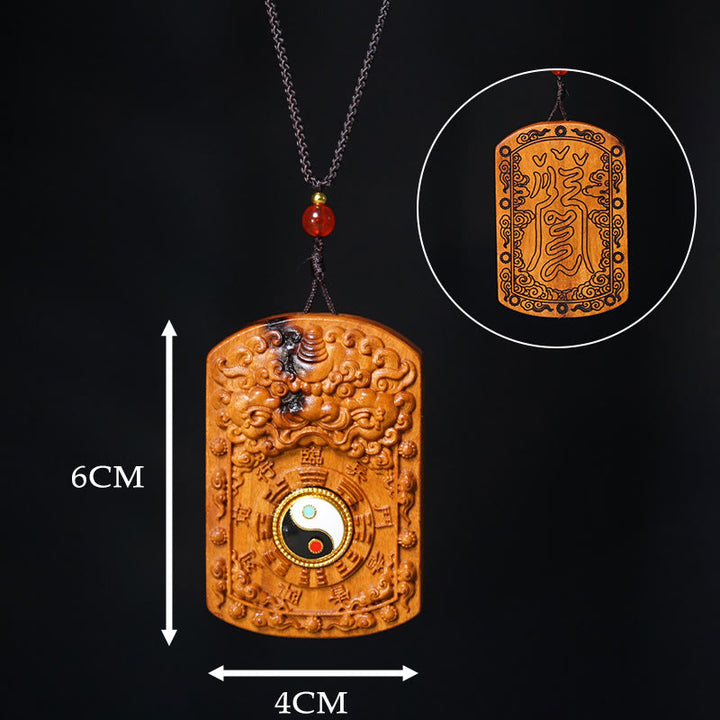Buddha Stones, vom Blitz getroffen, Jujube-Holz, Drache, Yin Yang, Bagua, Schutz, Halskette, Anhänger - image 11