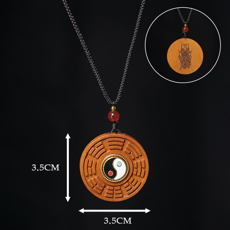 Buddha Stones, vom Blitz getroffen, Jujube-Holz, Yin Yang, Bagua, Glücks-Halskettenanhänger - image 9