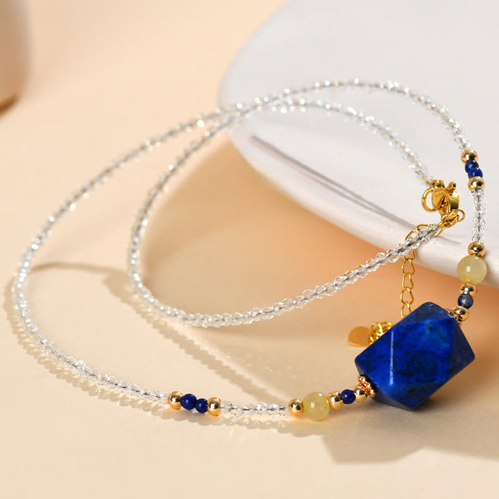Buddha Stones ​​Weiße Kristall-Lazurit-Lapis-Lazuli-Heilmeditations-Halskette Anhänger - image 7