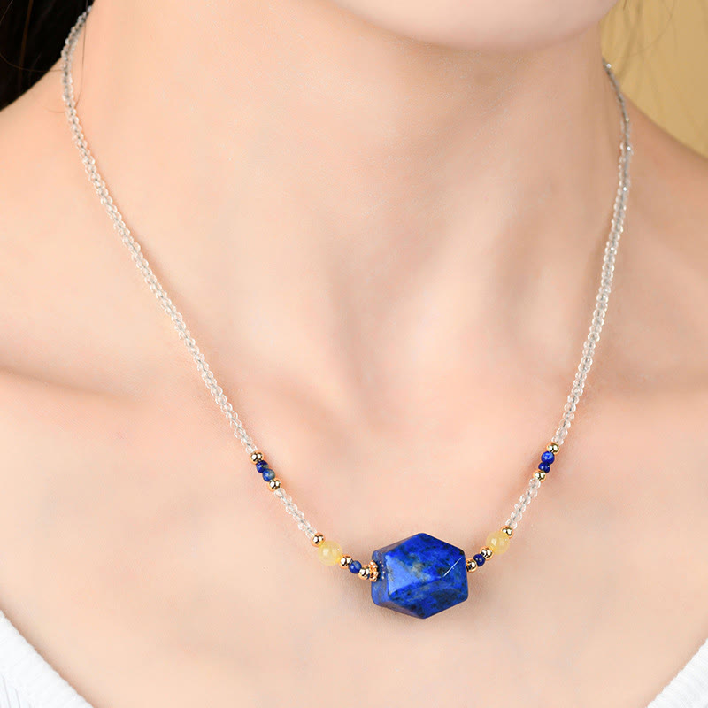 Buddha Stones ​​Weiße Kristall-Lazurit-Lapis-Lazuli-Heilmeditations-Halskette Anhänger - image 4