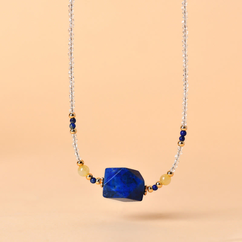 Buddha Stones ​​Weiße Kristall-Lazurit-Lapis-Lazuli-Heilmeditations-Halskette Anhänger - image 1