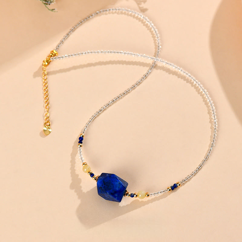 Buddha Stones ​​Weiße Kristall-Lazurit-Lapis-Lazuli-Heilmeditations-Halskette Anhänger - image 2