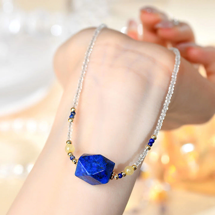 Buddha Stones ​​Weiße Kristall-Lazurit-Lapis-Lazuli-Heilmeditations-Halskette Anhänger - image 3