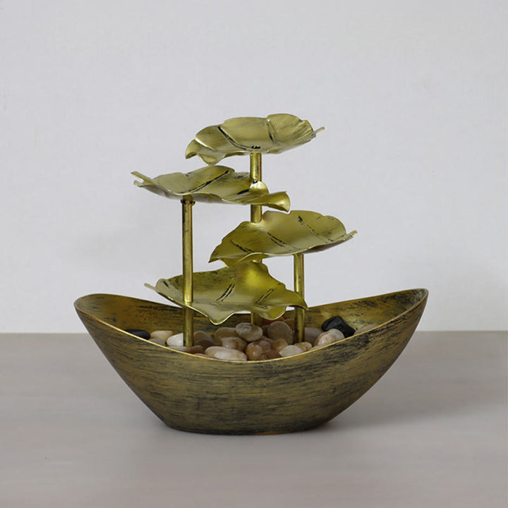 Buddha Stones, Lotusblatt-förmiger Wasserfallbrunnen, Tischornamente mit LED-Licht, Home-Office-Desktop-Dekoration - image 27