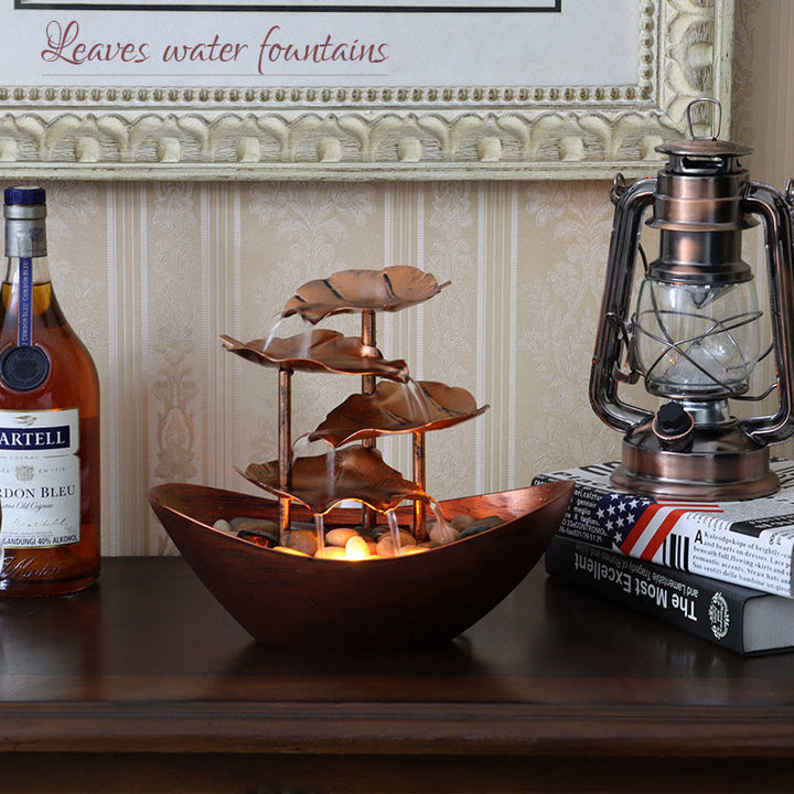 Buddha Stones, Lotusblatt-förmiger Wasserfallbrunnen, Tischornamente mit LED-Licht, Home-Office-Desktop-Dekoration - image 22